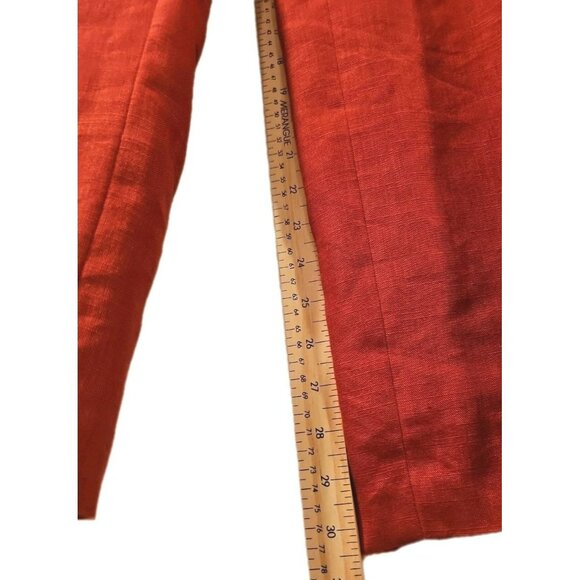 Francesca Mammoliti Red Brick Wide Leg Linen Drawstring Pants Women Sz 14 - Picture 10 of 12
